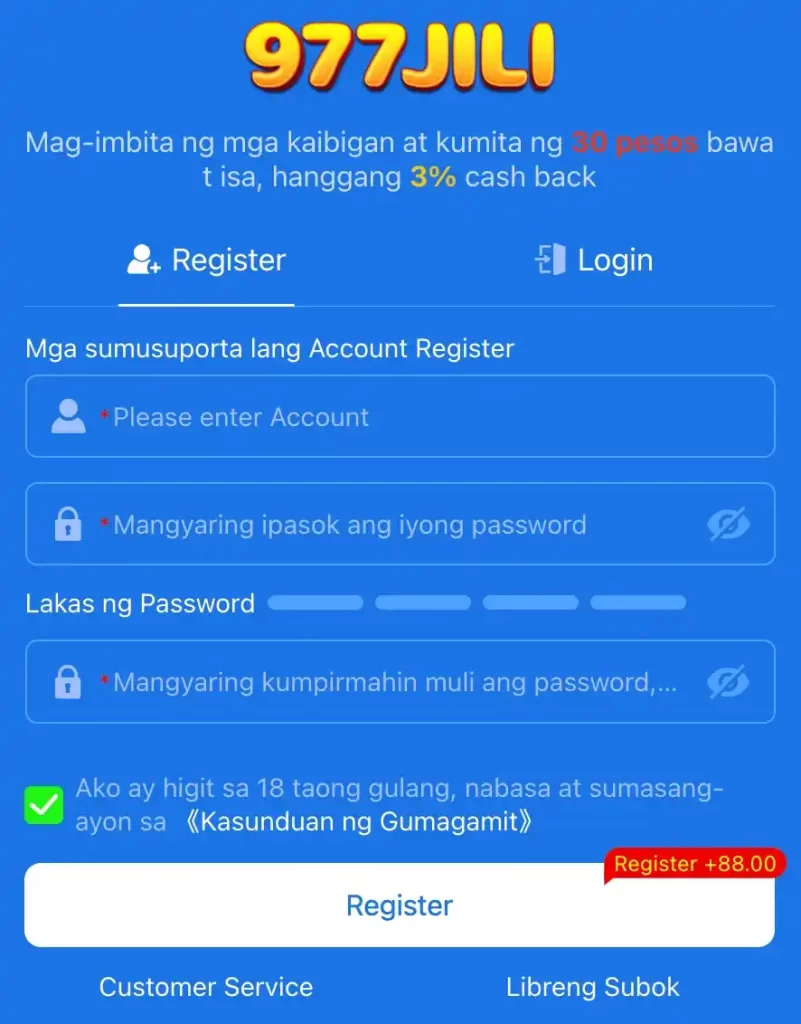 Register at 977JILI Casino